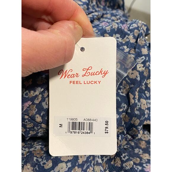 Boho top - Lucky Brand Blue Floral Boho Blouse - Picture 4 of 5